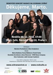 Pozvánka: Benefičný koncert Nadácia na ochranu zvierat - Ďakujeme, Marta