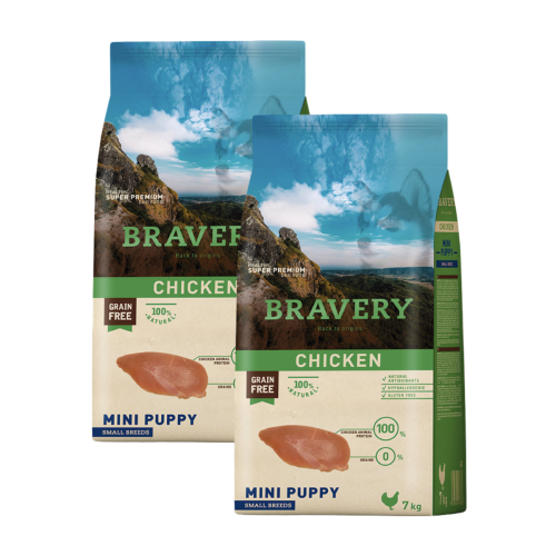 Bravery Dog Mini Puppy Chicken - 2x2kg