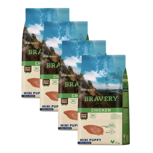 Bravery Dog Mini Puppy Chicken - 4x2kg