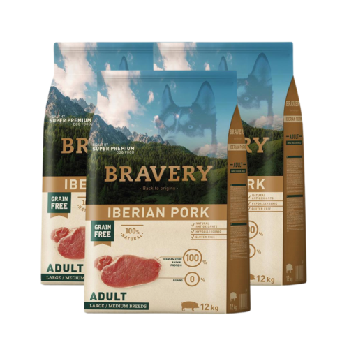 Bravery Dog Large/Medium Adult Pork - 3x4kg