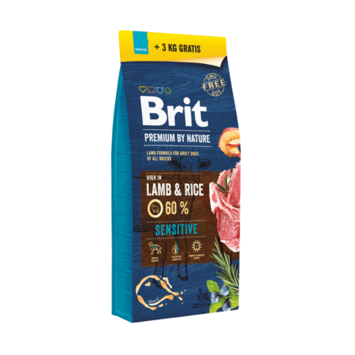 Brit Premium By Nature Dog Sensitive Lamb & Rice - 15 + 3kg GRATIS