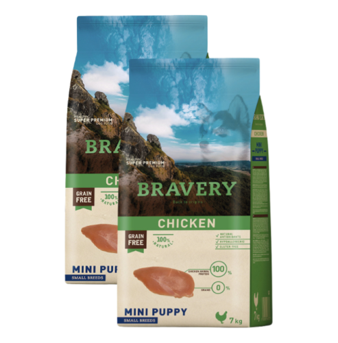 Bravery Dog Mini Puppy Chicken - 2 x 7kg