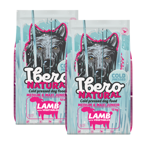 Ibero Cold Press Dog Medium & Maxi Junior Lamb - 2x12kg