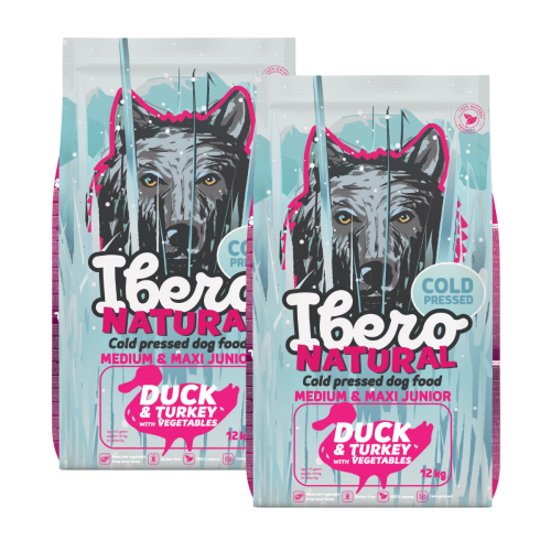 Ibero Cold Press Dog Medium & Maxi Junior Duck&Turkey - 2x12kg