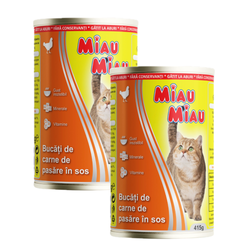 Miau Miau konz. Adult Chicken - 2 x 415g