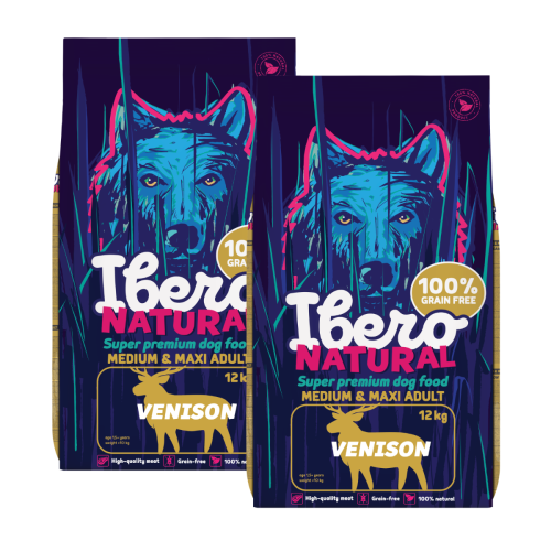 Ibero Grain Free Dog Medium & Maxi Adult Venison - 2x12kg