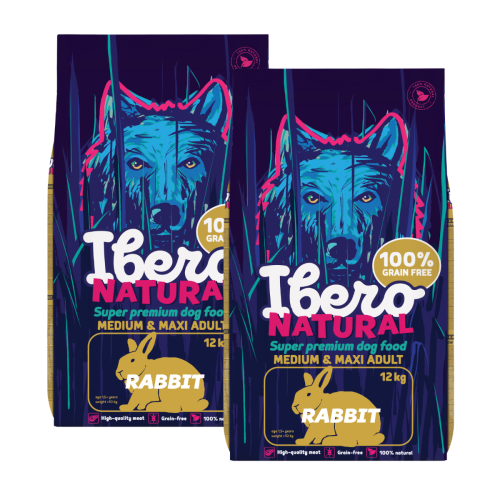 Ibero Grain Free Dog Medium & Maxi Adult Rabbit - 2x12kg