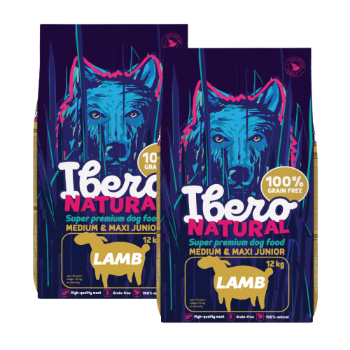 Ibero Grain Free Dog Medium & Maxi Junior Lamb - 2x12kg