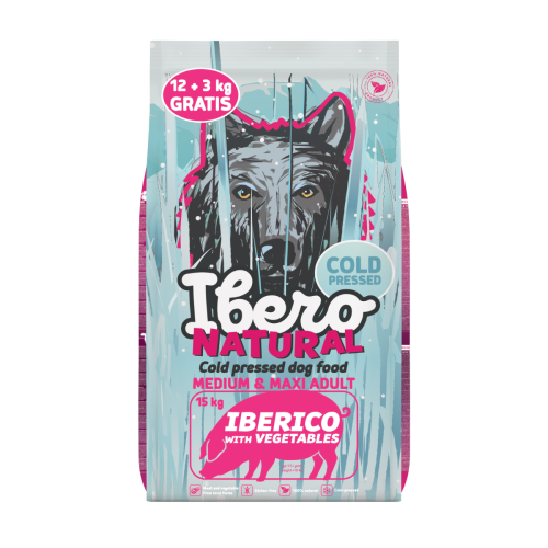 Ibero Cold Press Dog Medium & Maxi Adult Iberico - 12kg + 3kg GRATIS