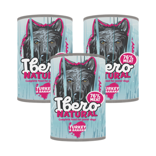 Ibero Complete Low Grain Junior Turkey & Banana - 3x400g
