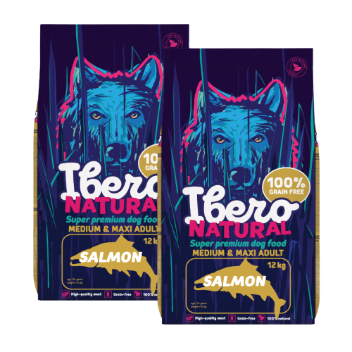 Ibero Grain Free Dog Medium & Maxi Adult Salmon - 2x12kg