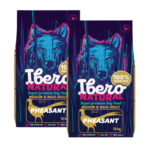Ibero Grain Free Dog Medium & Maxi Adult Pheasant - 2x12kg