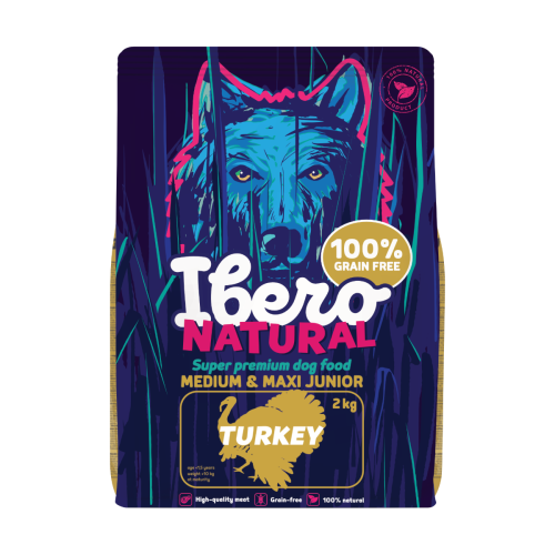 Ibero Grain Free Dog Medium & Maxi Junior Turkey - 2 kg