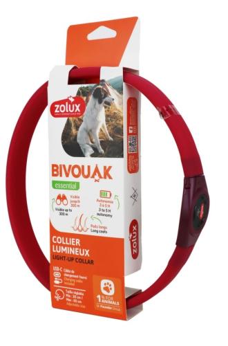 Zolux Obojok LED Bivouak USB Červený - 20 až 40cm