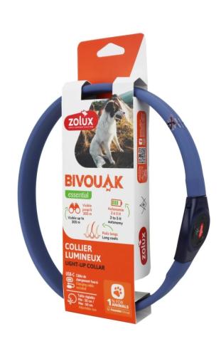 Zolux Obojok LED Bivouak USB Modrý - 30 až 60cm