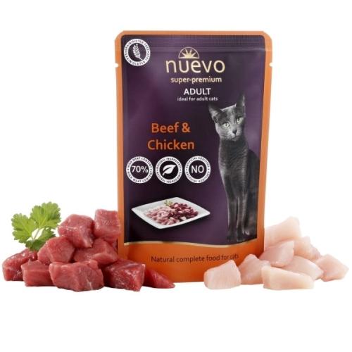 Nuevo Cat Pouch Adult 85g - Hovädzie & Kuracie