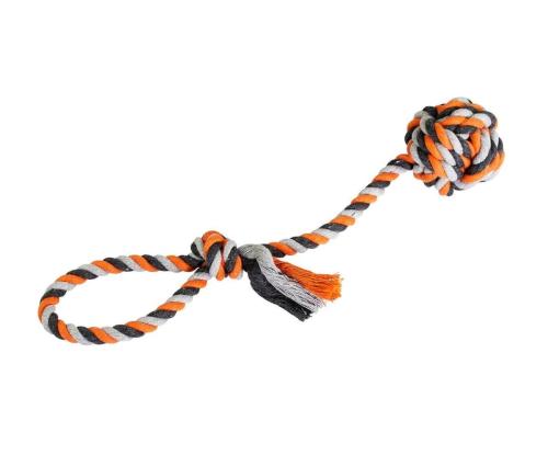 HipHop Bavlnené Preťahovadlo s Loptou 7cm/38cm - Oranžovo/čierny