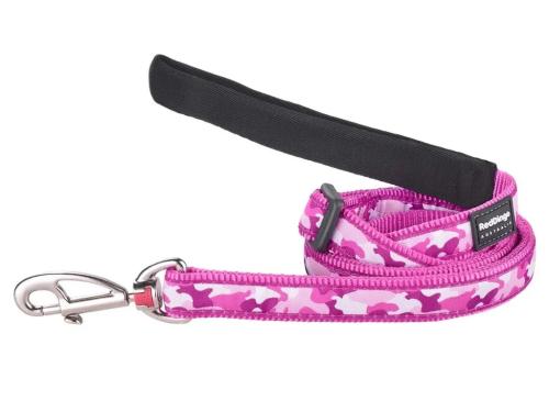 RedDingo Vodítko Camouflage Hot Pink - 1,5 cm/1,8 m