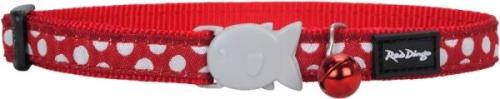 RedDingo Obojok White Spots 12mm/20 až 32cm - Červený