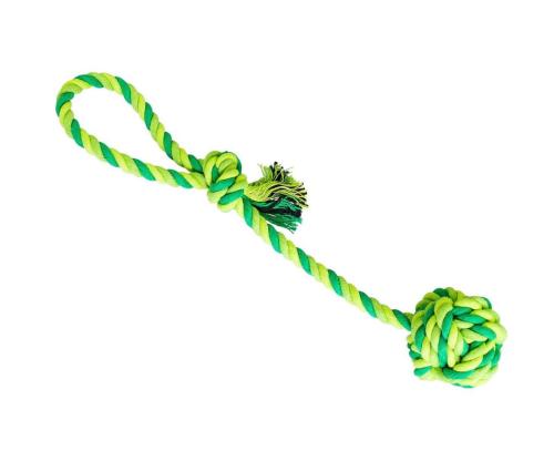 HipHop Bavlnené Preťahovadlo s Loptou 7cm/38cm - Zeleno/žlté