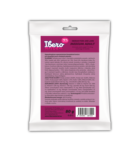 Vzorka - Ibero Natural Dog Medium Adult - 80g